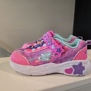 Skechers Girls' Pink, Purple & Aqua Light-Up Heart Sneakers